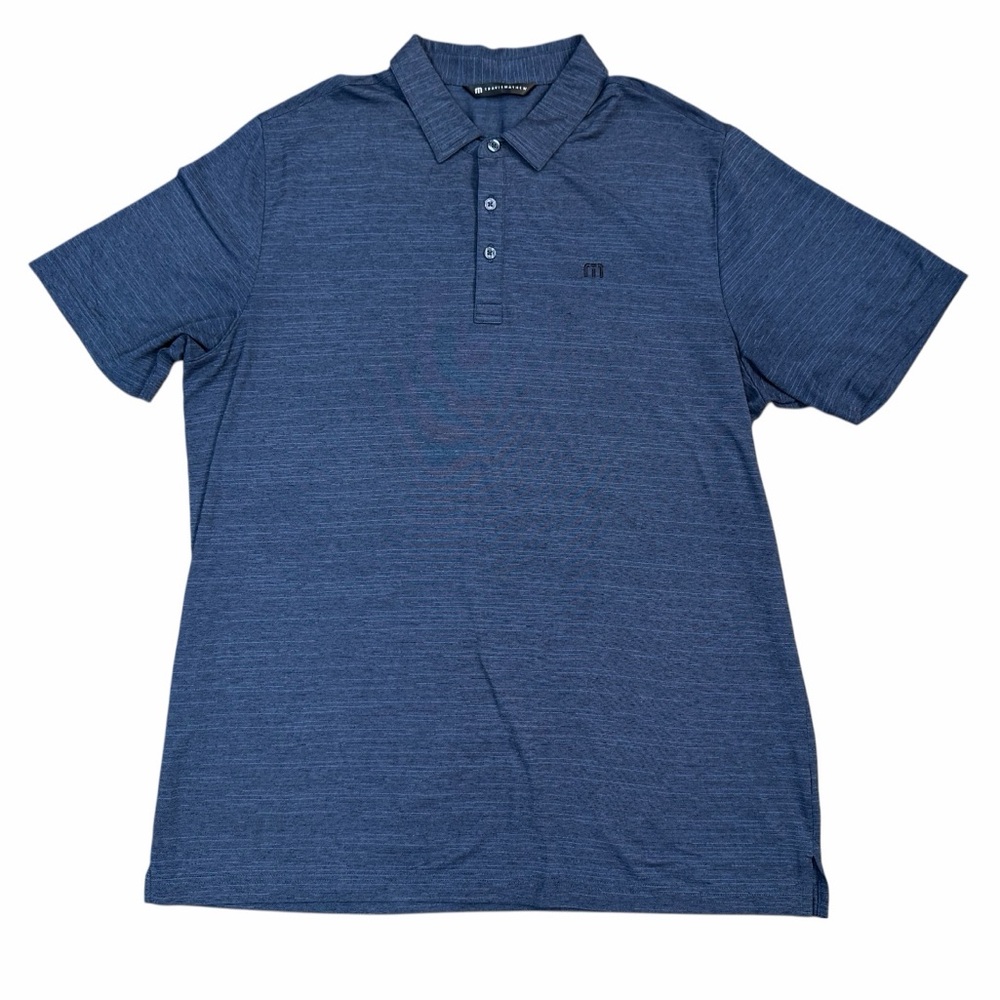 Travis Mathew Golf Polo Shirt Short Sleeves Collared Pullover Preppy Blue Sz XL